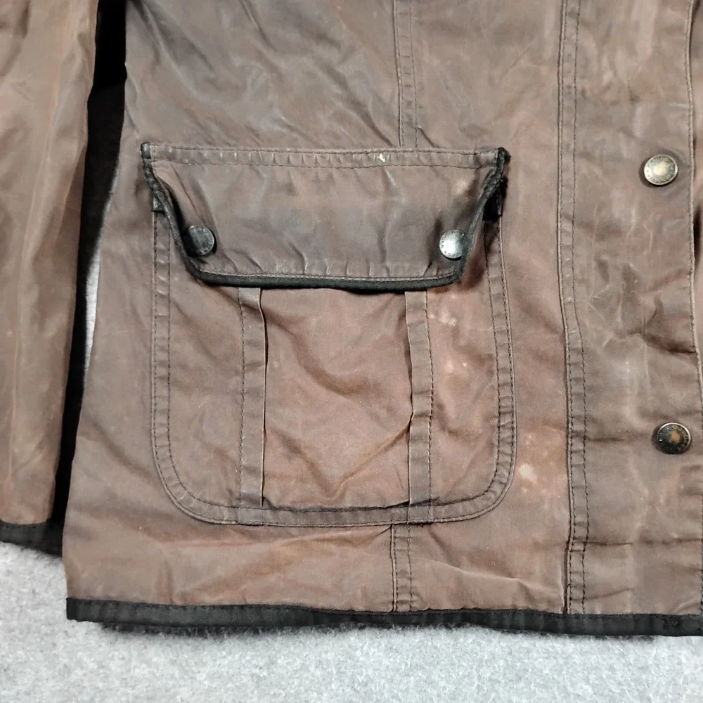 Barbour Ladies Utility Waxed Cotton Jacket Brown LWX0004 Size US 12 UK 16 Fair - Picture 5 of 16